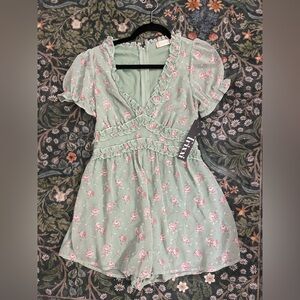 NWT Altar’d State Floral Mint Green Romper Small